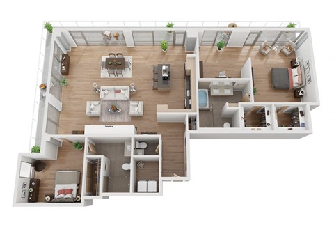Floor plan for 2 beds, 2.5 baths, 1749 sqft